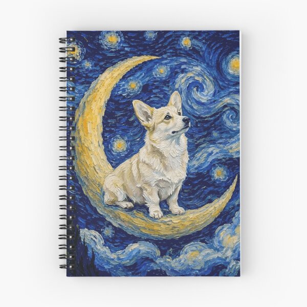 Item preview, Funny Sabtle White Corgi Starry Night Painting Cute Moon Stars Mom Dad Kids designed and sold by FurryHavenPH.