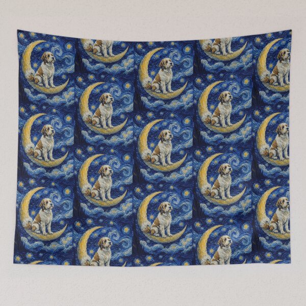 Item preview, Funny Saint Berdoodle Starry Night Painting Cute Moon Stars Mom Dad Kids designed and sold by FurryHavenPH.
