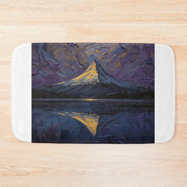 Item preview, Majestic Mountain Lake Reflection Impasto Landscape designed and sold by Midnight Manor Art.