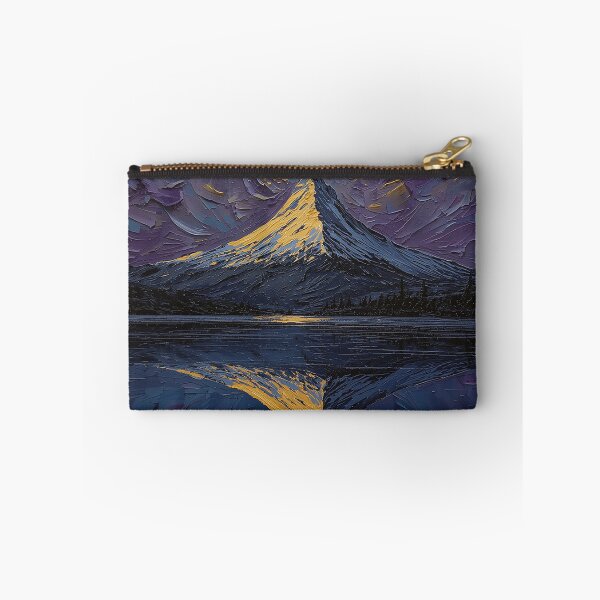 Item preview, Majestic Mountain Lake Reflection Impasto Landscape designed and sold by Midnight Manor Art.