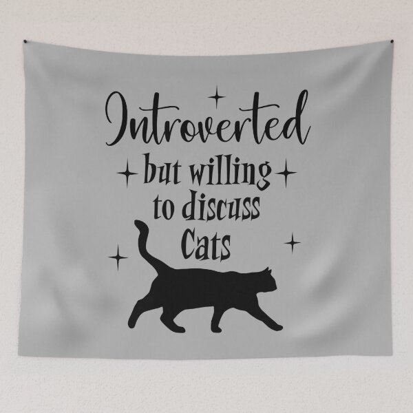 Item preview, Introverted but Willing to Discuss Cats Black Cat Mid Century Modern Graphic designed and sold by Itaya Art.