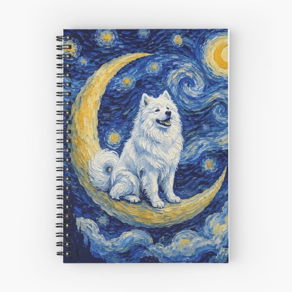 Item preview, Funny Samoyed Starry Night Painting Cute Moon Stars Mom Dad Kids designed and sold by FurryHavenPH.