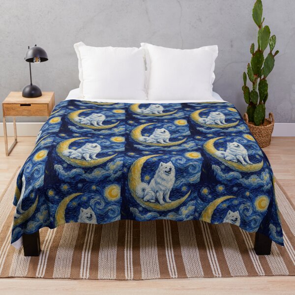 Item preview, Funny Samoyed Starry Night Painting Cute Moon Stars Mom Dad Kids designed and sold by FurryHavenPH.