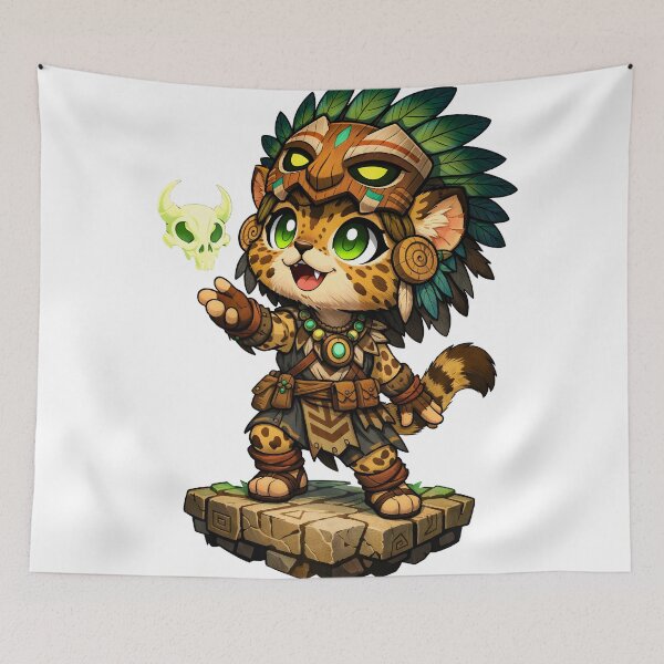 Item preview, Cute Leopard Warrior Fantasy Character – Tribal Jungle Fighter designed and sold by Grapyziip.