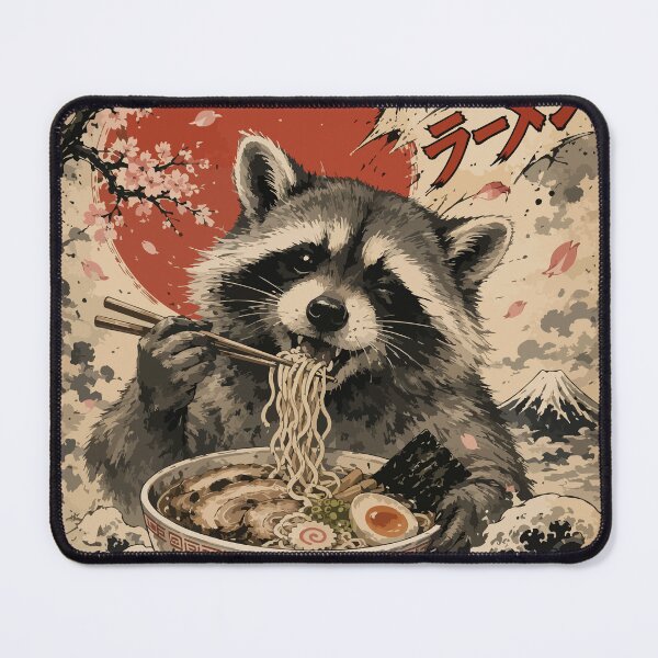 Item preview, Raccoon Ramen Sumie Japanese Vintage designed and sold by TomFrontierArt.