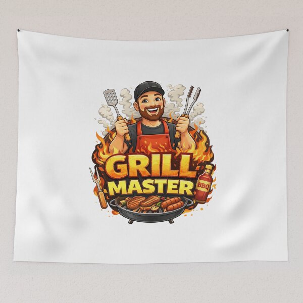Item preview, Grill Master BBQ King Funny Barbecue Chef Cooking Design. designed and sold by The-T-In-Retro.