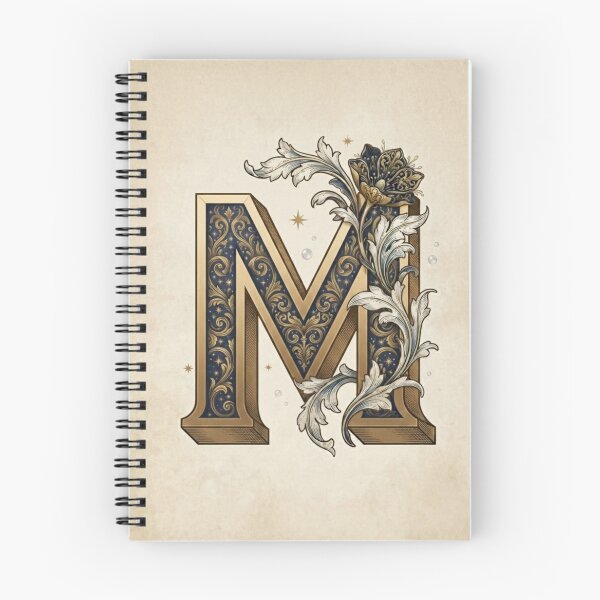 Item preview, Vintage Celestial Botanical Letter M Watercolor Art designed and sold by TheMinimalFrame.
