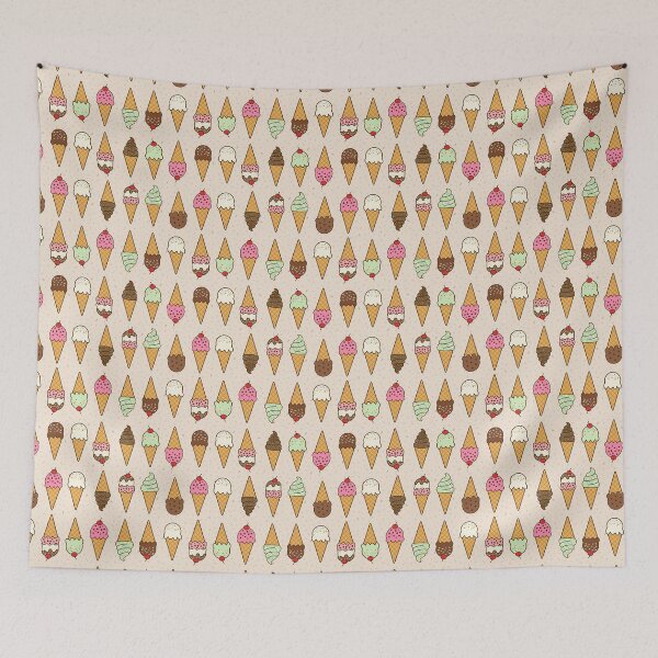Item preview, Rows of ice cream cones with sprinkles on waffle beige background designed and sold by Chantal creates.