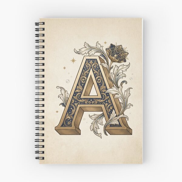 Item preview, Vintage Celestial Botanical Letter A Watercolor Art designed and sold by TheMinimalFrame.