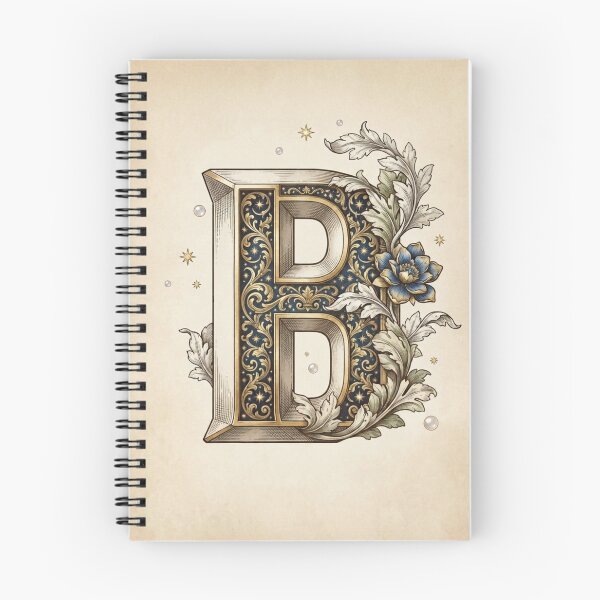 Item preview, Vintage Celestial Botanical Letter B Watercolor Art designed and sold by TheMinimalFrame.
