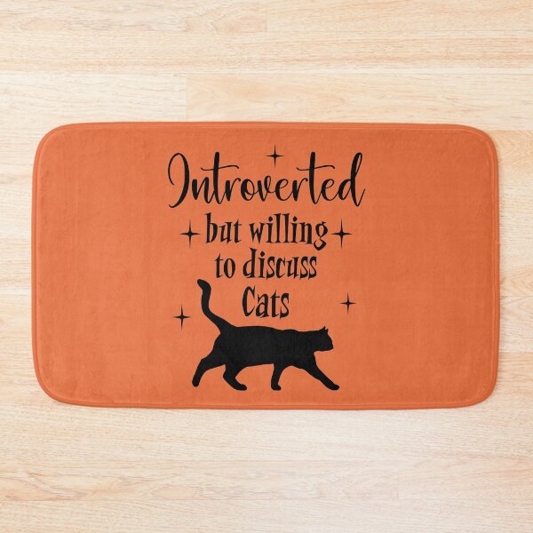 Item preview, Introverted but Willing to Discuss Cats Black Cat Mid Century Modern Graphic on Orange Background designed and sold by Itaya Art.
