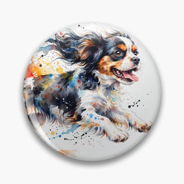 Item preview, Cavalier King Charles Spaniel Running – Colorful Watercolor Splash Art designed and sold by ManJiangHong.