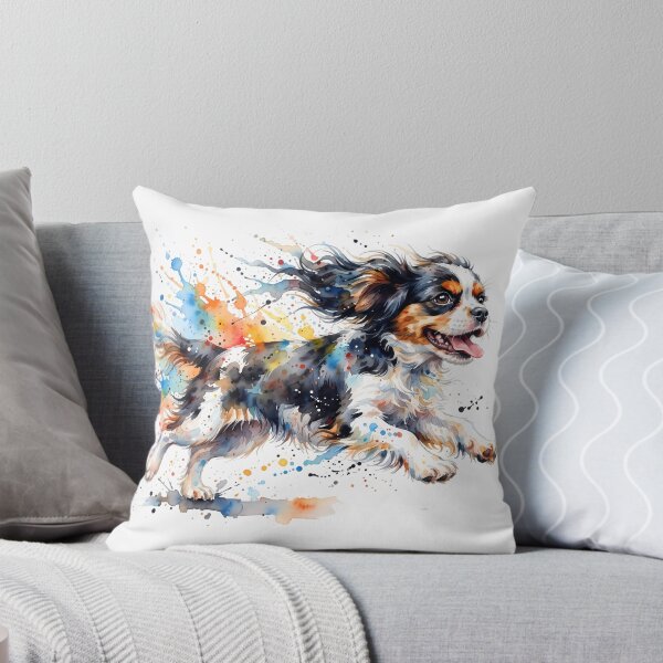 Item preview, Cavalier King Charles Spaniel Running – Colorful Watercolor Splash Art designed and sold by ManJiangHong.