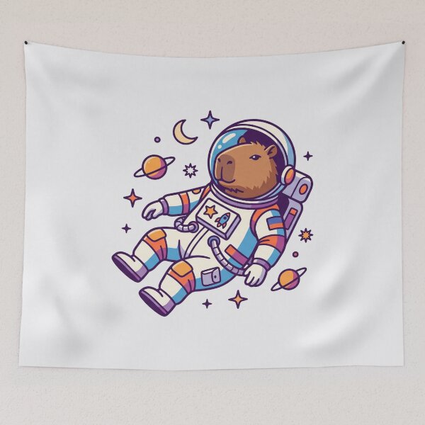 Item preview, Cute Capybara Astronaut Floating In Space Kawaii Cosmic Animal Sci-Fi Art designed and sold by MarCinu Art.