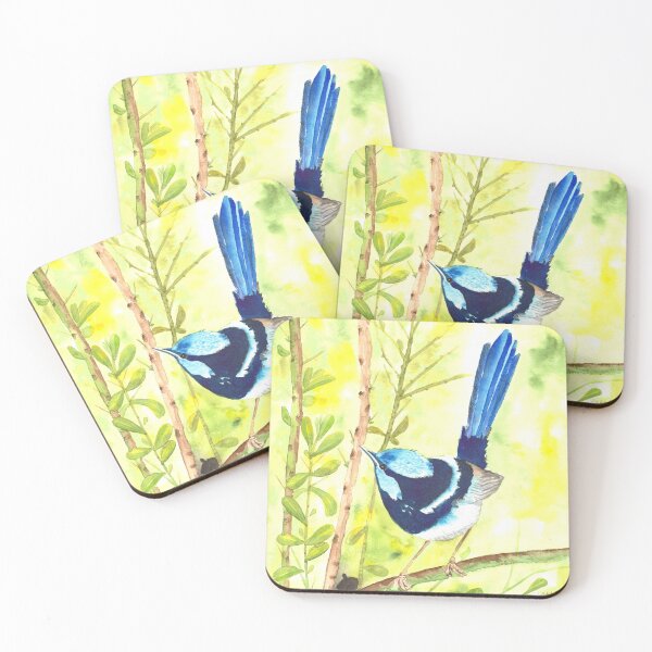 Item preview, Watercolor Superb Fairy Wren - Australian Blue Bird Art designed and sold by Cobalt Blue Watercolors.