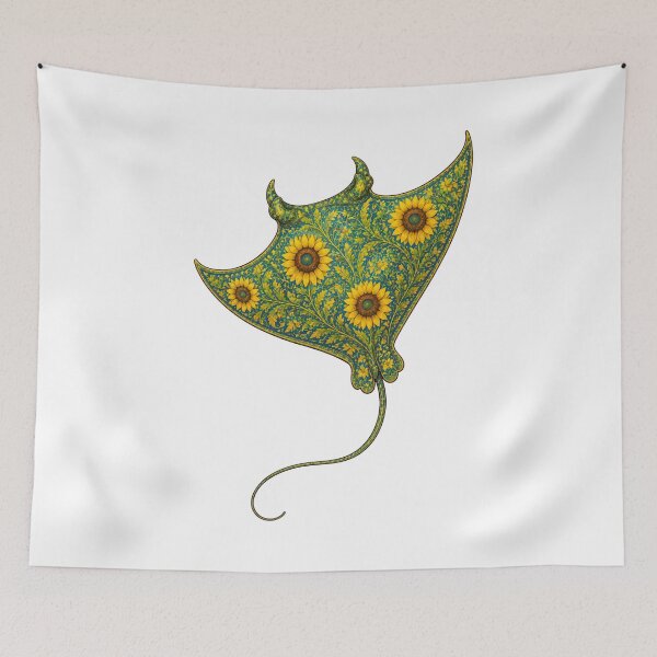 Item preview, Sunflower Manta Ray | Ocean Sunflower Art Collection designed and sold by Zaru Art Studio.
