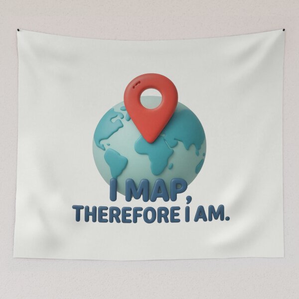 Item preview, I Map Therefore I Am Funny GIS Cartography Geography Globe Pin Map Maker Art designed and sold by MarCinu Art.