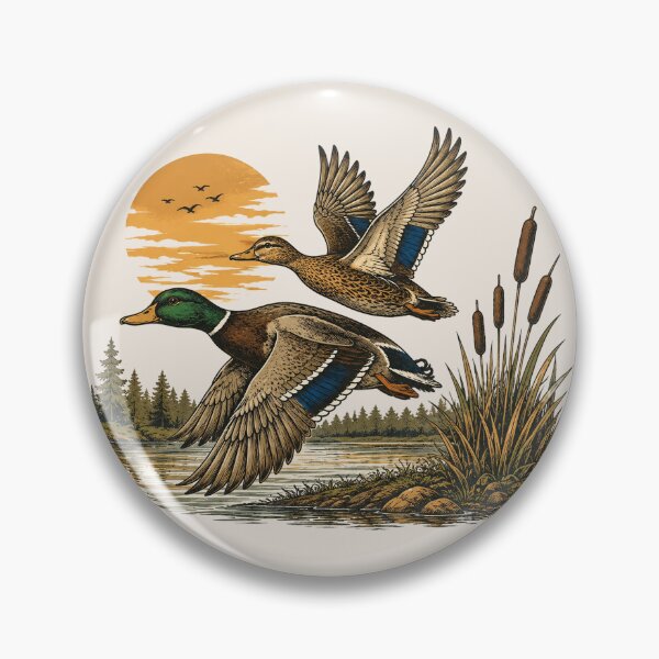 Item preview, Retro Flying Mallard Duck, Classic Waterfowl Hunting, Vintage Wetland Wildlife Nature designed and sold by Cchotlan.