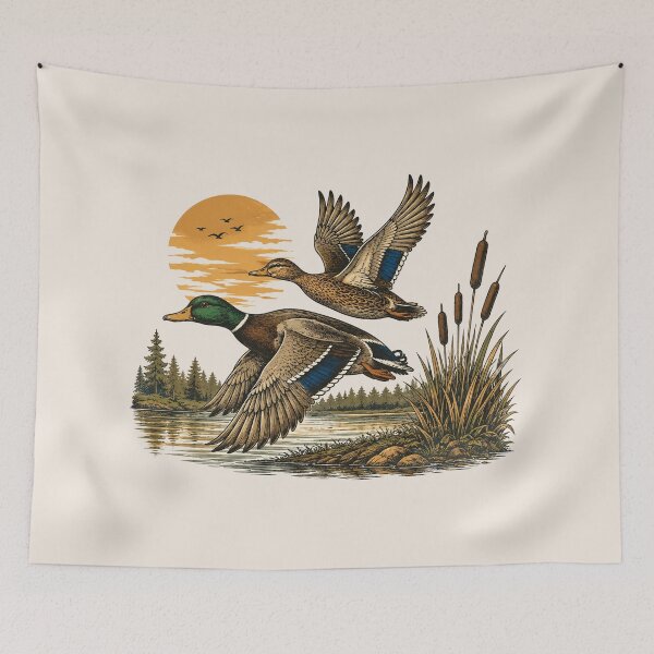 Item preview, Retro Flying Mallard Duck, Classic Waterfowl Hunting, Vintage Wetland Wildlife Nature designed and sold by Cchotlan.