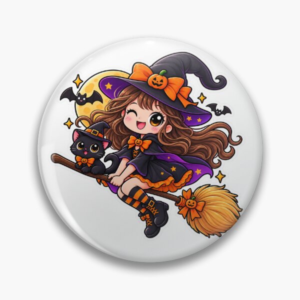 Item preview, Cute Halloween Witch Girl Flying With Black Cat Sticker designed and sold by Genzfirevibes.