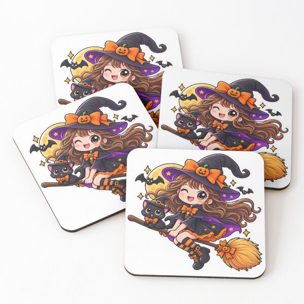 Item preview, Cute Halloween Witch Girl Flying With Black Cat Sticker designed and sold by Genzfirevibes.