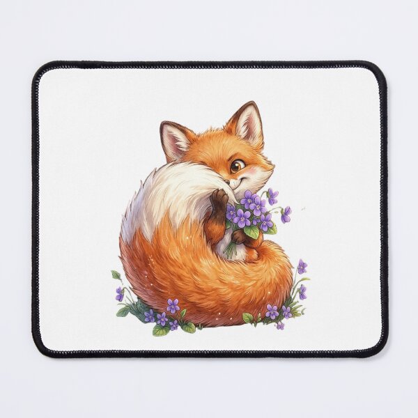 Item preview, Cute Fox with Violet Flowers designed and sold by StickVerse by Owais.