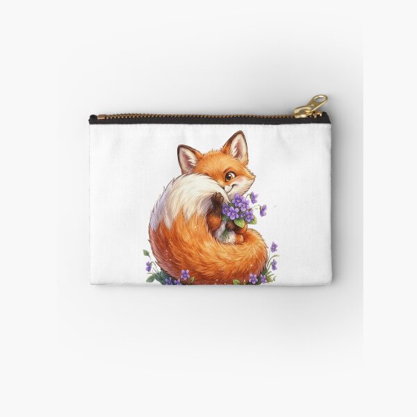 Item preview, Cute Fox with Violet Flowers designed and sold by StickVerse by Owais.