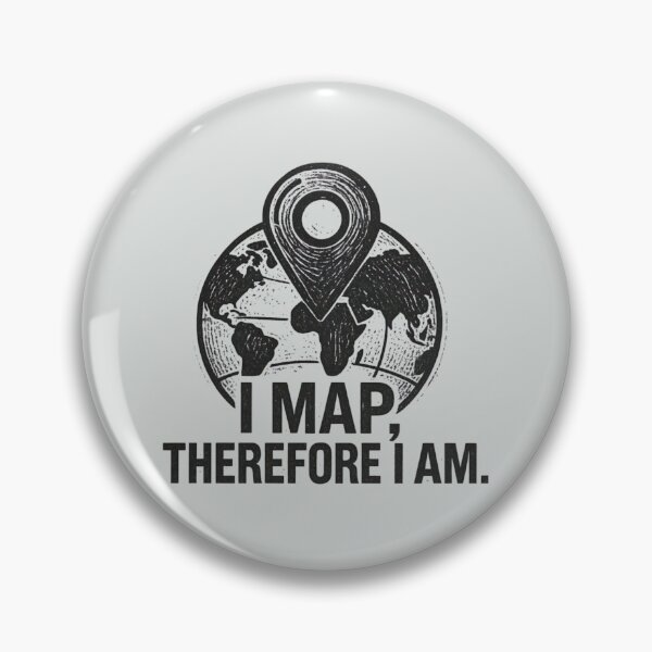 Item preview, I Map Therefore I Am Funny GIS Cartographer Linocut Globe Philosophy Pun Art designed and sold by MarCinu Art.