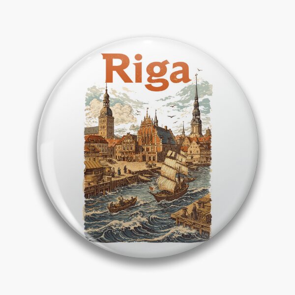 Item preview, Riga 1800: Vintage Livonian Hanseatic City Retro Design designed and sold by Pineapple-Tree.