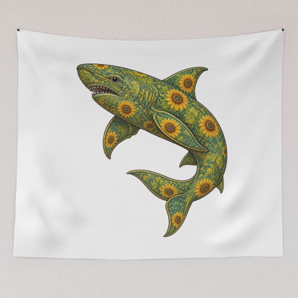 Item preview, Sunflower Shark | Ocean Sunflower Art Collection designed and sold by Zaru Art Studio.