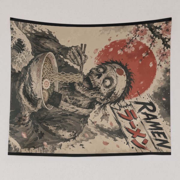 Item preview, Halloween Zombie Ramen Sumie Japanese Vintage designed and sold by TomFrontierArt.