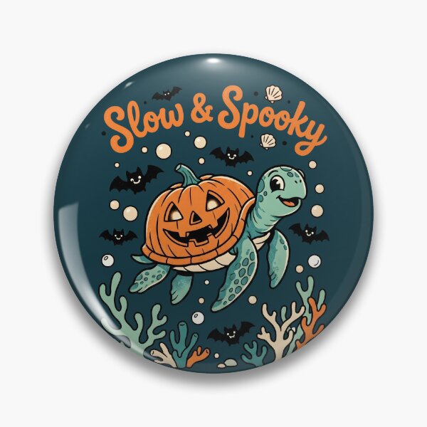 Item preview, "Slow & Spooky" Pumpkin Shell Turtle Halloween Coastal Design designed and sold by Sea Gem.