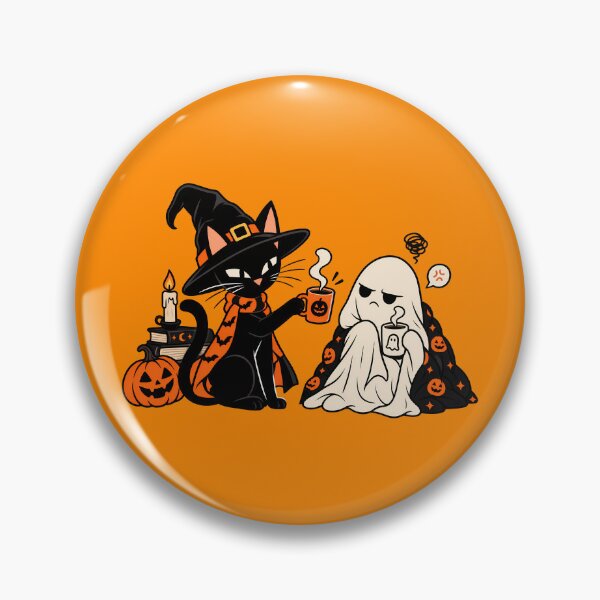 Item preview, Cute Witch Black Cat Coffee Grumpy Ghost Halloween Gift designed and sold by Artycom.