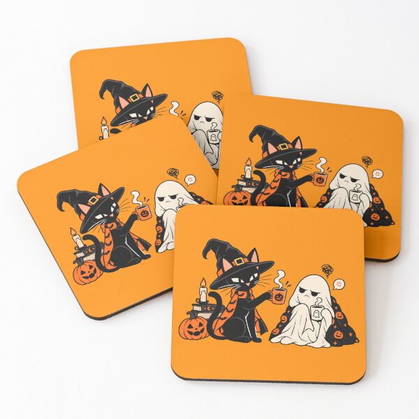 Item preview, Cute Witch Black Cat Coffee Grumpy Ghost Halloween Gift designed and sold by Artycom.