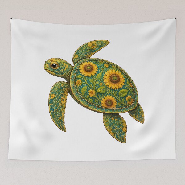 Item preview, Sunflower Turtle | Ocean Sunflower Art Collection designed and sold by Zaru Art Studio.