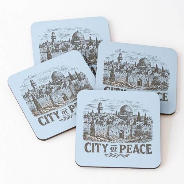 Item preview, Jerusalem City of Peace Vintage Woodcut Skyline Art (2026) designed and sold by HeHeStudio.