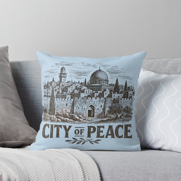 Item preview, Jerusalem City of Peace Vintage Woodcut Skyline Art (2026) designed and sold by HeHeStudio.