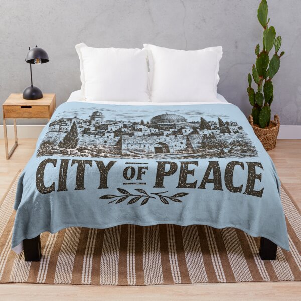 Item preview, Jerusalem City of Peace Vintage Woodcut Skyline Art (2026) designed and sold by HeHeStudio.