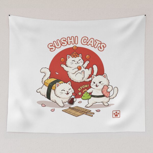 Item preview, Sushi Kitty Trio – Cute Japanese Food Cats designed and sold by Timegraf.