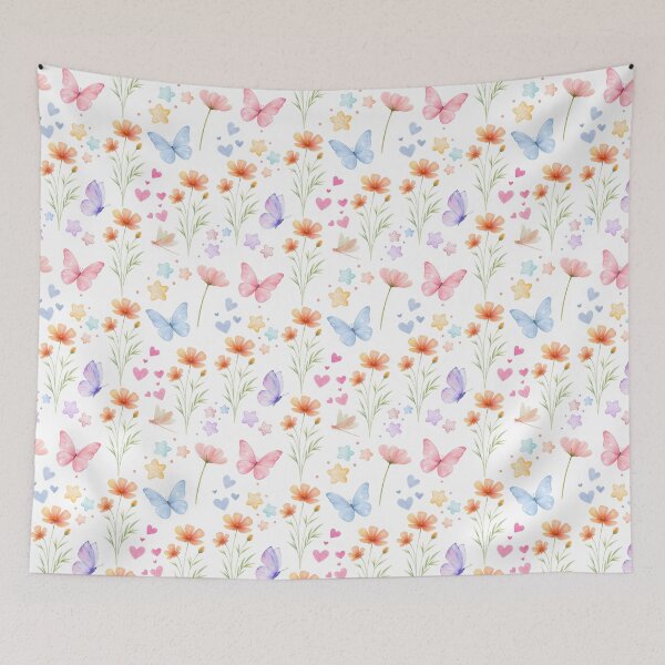 Item preview, Pastel Watercolor Butterflies & Flowers Seamless Pattern designed and sold by SmallDart Creations.