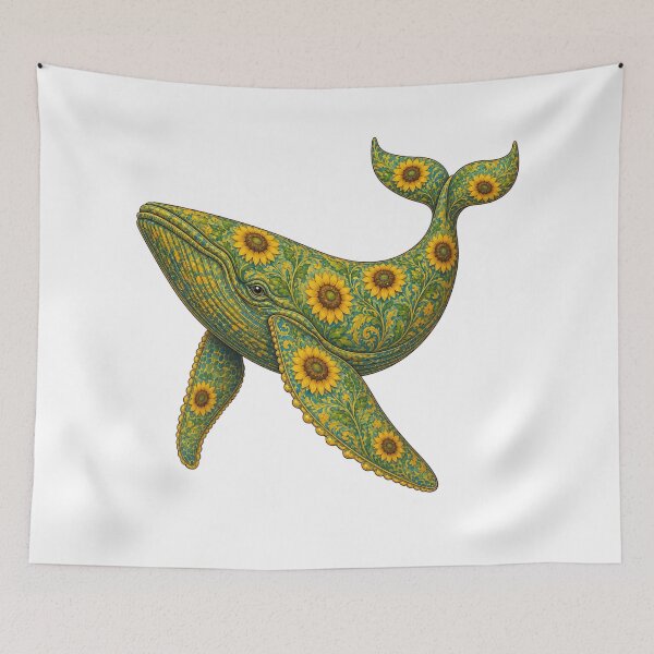 Item preview, Sunflower Whale | Ocean Sunflower Art Collection designed and sold by Zaru Art Studio.