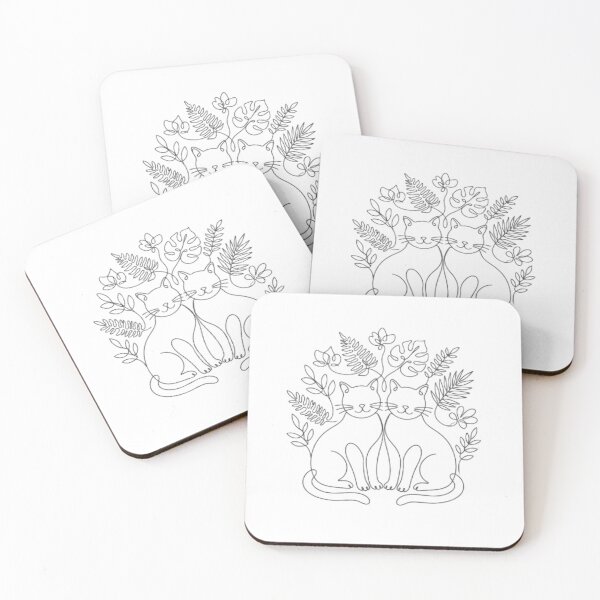Item preview, Minimalist Twin Cats Line Art – Botanical Cat Illustration designed and sold by PrintforDesign.
