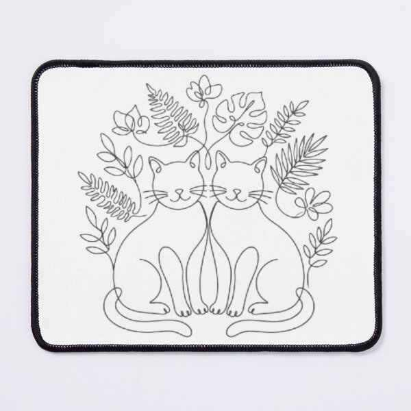 Item preview, Minimalist Twin Cats Line Art – Botanical Cat Illustration designed and sold by PrintforDesign.