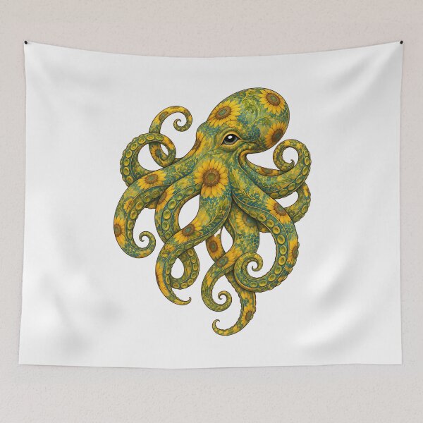 Item preview, Sunflower Octopus | Ocean Sunflower Art Collection designed and sold by Zaru Art Studio.