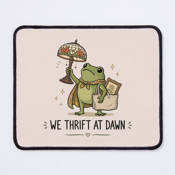 Item preview, We Thrift At Dawn, Funny Frog Meme Thrifting, Vintage Thrift Lover, Retro Secondhand Shopping, Vintage Collector Gift designed and sold by Quiajia.