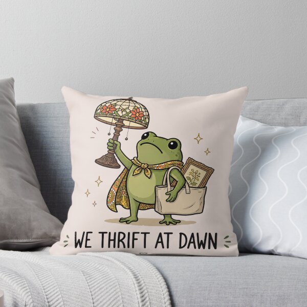 Item preview, We Thrift At Dawn, Funny Frog Meme Thrifting, Vintage Thrift Lover, Retro Secondhand Shopping, Vintage Collector Gift designed and sold by Quiajia.