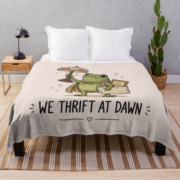 Item preview, We Thrift At Dawn, Funny Frog Meme Thrifting, Vintage Thrift Lover, Retro Secondhand Shopping, Vintage Collector Gift designed and sold by Quiajia.