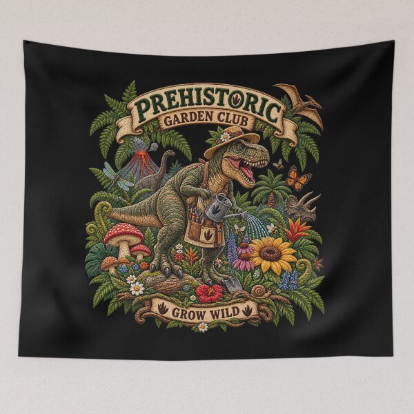 Item preview, T-Rex Prehistoric Garden Club – Funny Embroidered Dinosaur Gardener Art designed and sold by Emoji Emblems.
