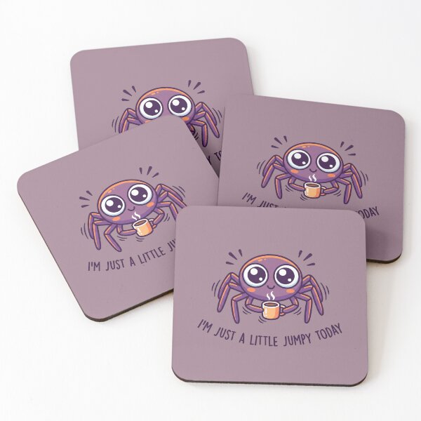 Item preview, I'm Just A Little Jumpy Today Funny Coffee Spider Cute Kawaii Purple Arachnid Art designed and sold by MarCinu Art.