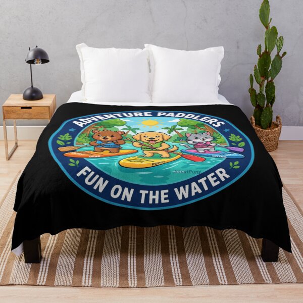 Item preview, Adventure Paddlers Fun on the Water bl – Cute Animals Stand Up Paddleboarding, Cartoon Bear Dog Cat SUP Circle Emblem, Summer Camping Logo Sticker designed and sold by SmartPuns.